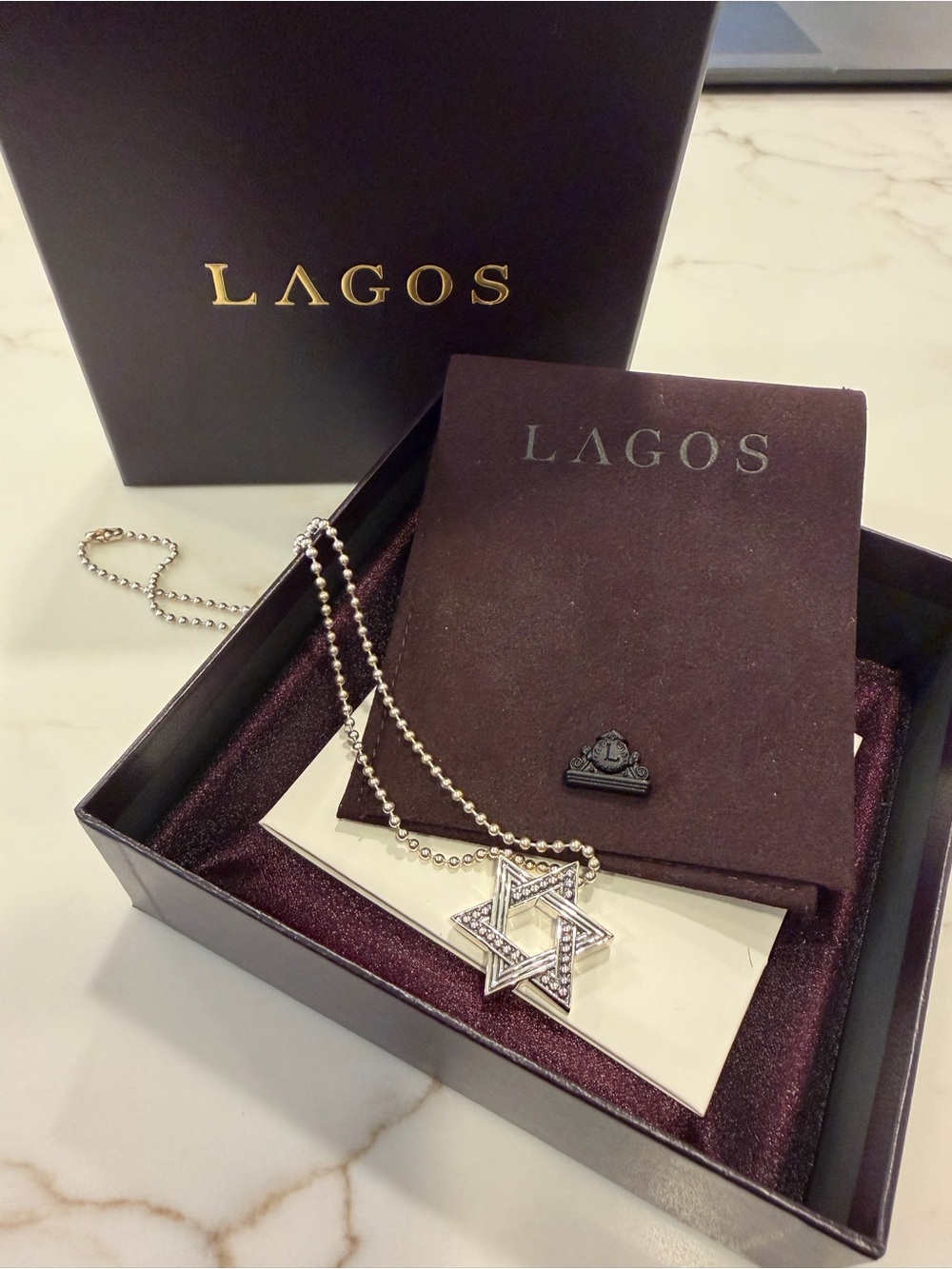LAGOS Silver Star of David Pendant Necklace
